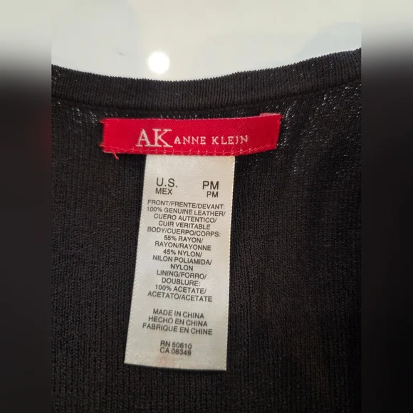 Anne Klein Women's Genuine Leather Jacket Sweater - Item 057 - Picture 10 of 14